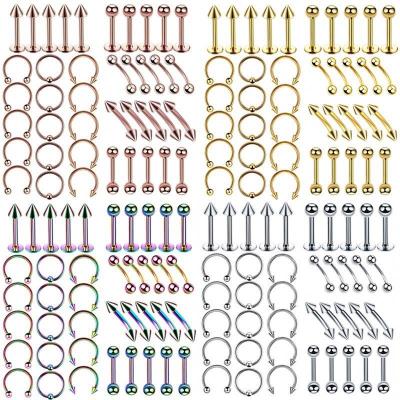 China FASHIONABLE Amazon Hot Selling 40 Pcs Set Stainless Steel Body Jewelry Piercing Nose Rings For Men And Women for sale