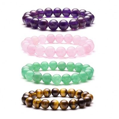 China FASHIONABLE Rose Quartz Jade Stone Bead Bracelets Wholesale Natural Simple Men's Gems Healing Crystal Bracelet for sale