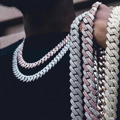 China Hiphop Fashion Luxury Gold Plated Diamond Iced Out Miami Cuban Link Chain For Men Women for sale