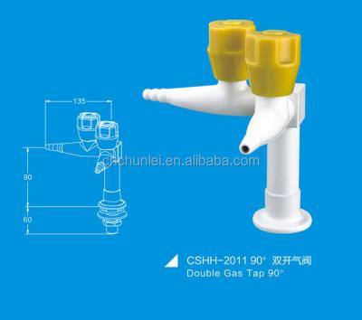 China Thick Brass Water Double Outlet Thick Brass Lab Faucet With PP Handle for sale