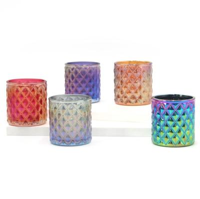 China Wholesale Custom Luxury Home Wax Scented Candle Holder Multiple Color Decoration Glass Jars with Lid for Wedding and Festival Celebration for sale