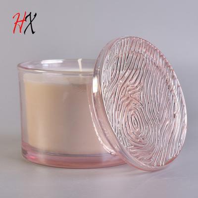 China Home Decoration Eco Friendly Glass Candle Jars With Lids Glass Handmade Craft With Printing Design for sale