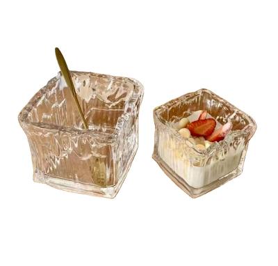 China Viable Wholesale Glass Party Decoration Square Snacks Candy Square Salad Bowl Factory for sale