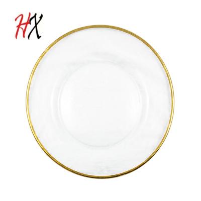 China Viable High Quality Gold Plated Dinner Dish Sets Western Style Dishes Gold Glass Rim For Party Family Gathering for sale