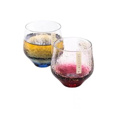 China Zen New Asian designs color custom logo starry glass glassware water sky colored crystal wine glass starry design for sale