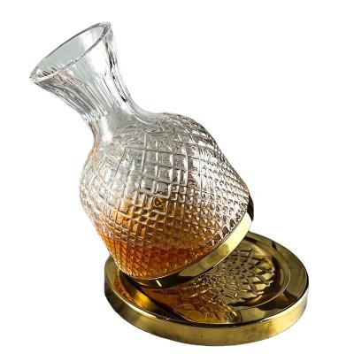 China 1500ML Wine Decanter Manual Grinding and Polishing Glass Top Rotating Spinning Rotating Luxury Decanter for sale