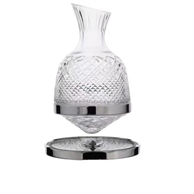 China Eco Friendly Customize Lead Free 1.5L Crystal Etched Wine Glass Decanter Spinning for sale