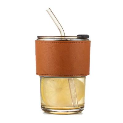 China Viable Amber Water Glass Cup Tea Coffee Restaurant Vintage Dome Custom Made Lid And Straw for sale