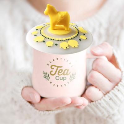 China Customized Silicone Cup Cover Customized Cartoon Cup Cover Soft Rubber 3D Doll Cup Cover for sale