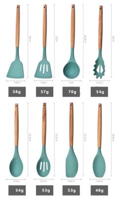 China 12-Piece Silicone Kitchenware Set with High Temperature Resistance and Oak Handle for sale