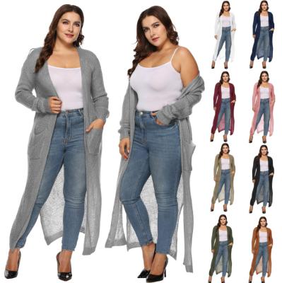 China Anti-wrinkle 2020 Europe and the United States plus size women's long sleeve cardigan jacket thickened sweater long for sale