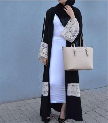 China 2020 Islamic Women's Dress Abaya Polyester Cotton Middle East Fashion Lace Cardigan Long Dress Muslim Women's Dress for sale