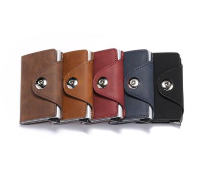 China Men's Retro Aluminum Alloy Card Case Men's Card Case Elastic Slim Wallet Card Holders Waterproof Magnetic Buckle Brake for sale