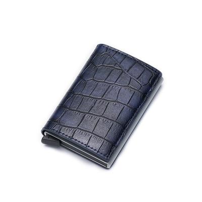 China Waterproof Rfid Blocking Wallet Brake Card Discoloration Crocodile Pattern Aluminum Alloy Card Case Anti-theft Frame Card Holders for sale