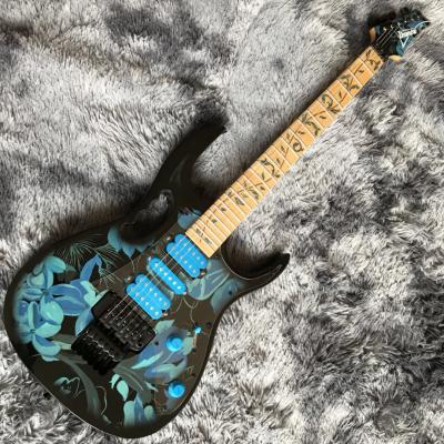 China Custom Ibanez Style Jem77p Steve Vai Electric Guitar in Blue Floral Pattern for sale