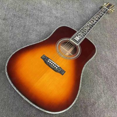 China 41 Inch D Type Sunburst Solid Spruce Acoustic Guitar Abalone Ebony Fingerboard for sale