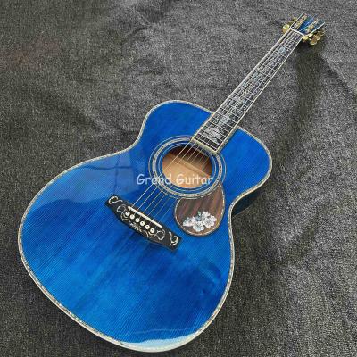 China Custom Martin Style OM Body Water Ripple SOLID Flamed Maple Back Side Acoustic Guitar, Accept Guitar OEM for sale