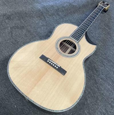 China Custom OOO-45 AAAAA 5A Solid Wood Martin Style Cutaway Acoustic Guitar with Ebony Fingerboard 12 Frets 43mm Width Nut, Accept Guitar OEM for sale