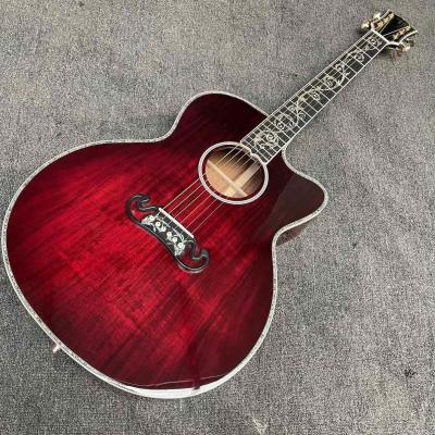 China Custom 43 Inch Jumbo Gibson Style SJ200 Cutaway Solid KOA Wood Acoustic Guitar with Double S1-PRO V3 Pickup, Solid Wood Version for sale