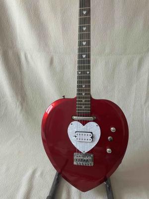 China Custom Heart Shaped Electric Guitar in Black Short Scale Mahogany Body Humbucker Pickups Professional Guitar for sale