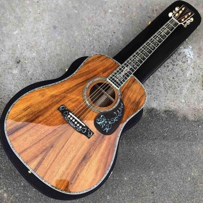 China Top quality D45 KOA wood acoustic guitar, Solid spruce top, Abalone inlays etc for sale