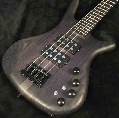 China 4 Strings Bass Guitar Transparent Black Color with Mahogany Body Maple Neck for sale