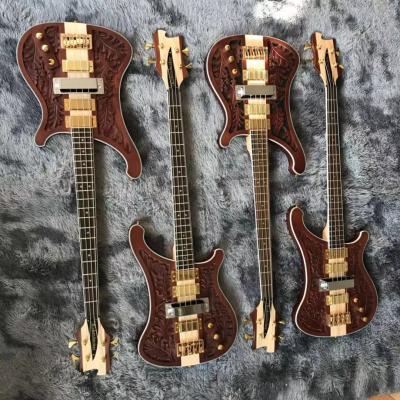 China Custom Grand Rickenbacker Style 4 Strings Neck Through Body Electric Bass Guitar Carve Top Musical Instruments Factory for sale