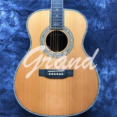 China Custom 40 Inch Solid Cedar OM Style Acoustic Guitar with Signature Ebony Fingerboard for sale