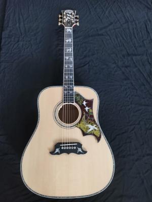 China Custom Solid Handmade AAAAA Grade Flamed Maple Neck Doves Dreadnought Acoustic Guitar Deluxe Version Customized Headstoc for sale