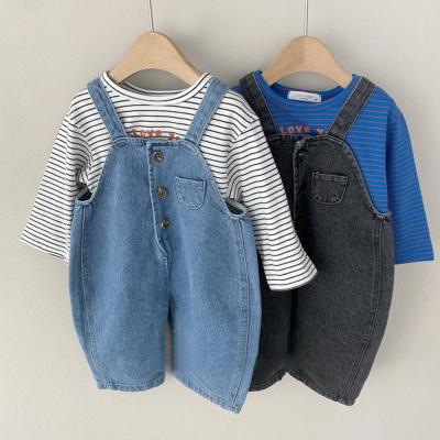 China Wholesale Custom Kids Spring Rompers Backpack Pants Boys And Girls Viable New Washed Denim Backpack Overalls for sale