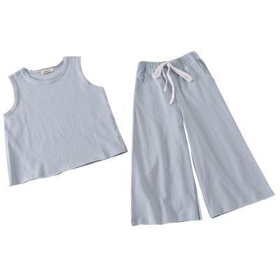 China 2022 anti-pilling girls set children's summer set children's sleeveless wide leg pants Korea styles children's set for sale