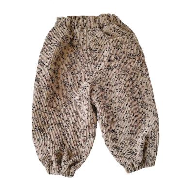 China QUICK DRY children's cotton corduroy long pants Korean style boys and girls printed casual harem pants for sale