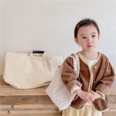 China Anti-wrinkle 2022 new spring corduroy boys where single jacket breast girls coat children outfit children clothing for sale