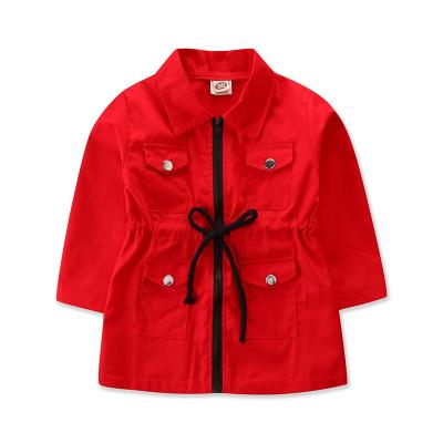 China 2022 Breathable Children Clothes Fashionable Kids Cotton Twill Jacket Baby Belted Ditch Coat Long Jacket for sale