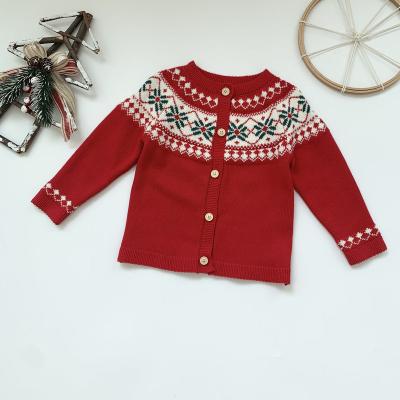 China Red cardigan children's christmas sweater coat cotton knitted sweater cardigan for girls for sale