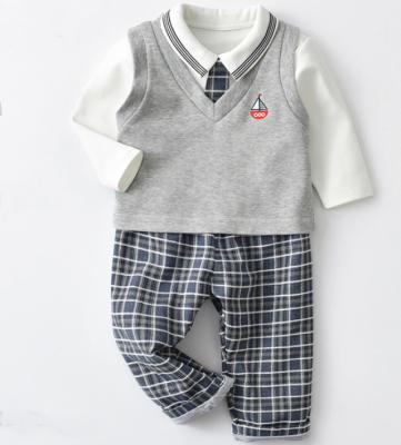 China Eco-Friendly Gentleman Kids Spring New Wear Gentleman Pants Three Piece Set Baby Boy Clothing for sale