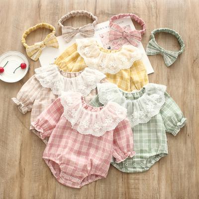 China Eco-friendly Summer Dress Loose Wholesale Girls Sweet Gauze Cotton Jumpsuit Fart Wra Baby Romper for sale