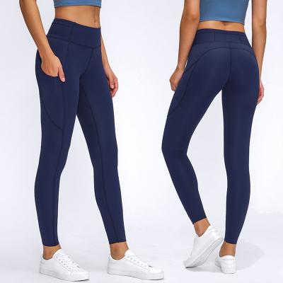 China 2021 Breathable Newcomer 77FITNESS Lulu Lemon Line Up Second Skin High Waist Side Pockets 80 Nylon/20 Spandex Sanded Yoga Fitness Leggings for sale