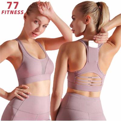 China New Breathable Back Pocket Shockproof Horizontal Mesh Underwear High Impact Yoga Gym Clothes Top Fitness Plus Size Women Sports Bra for sale