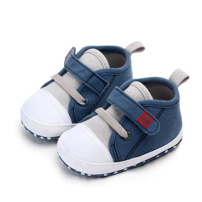 China Anti-odor New Arrival Single Hook-Loop Canvas Baby Boy Shoes Soft Sole Prewalker for sale