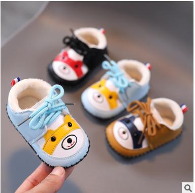 China Anti-odor Infant Cotton Baby Boy Shoes Soft Bottom Autumn Winter Walking Shoes Warm Months 0-18 for sale