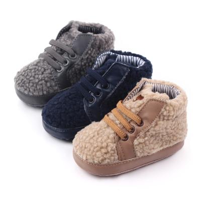 China Anti-odor cotton baby sports shoes in winter lace-up unisex heating infant shoes in stock for sale