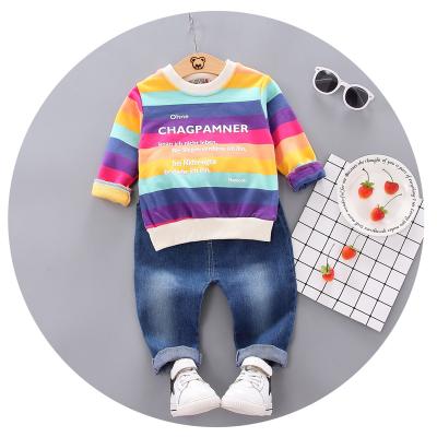 China Fashion \ New Arrival Comfortable Children's Unisex Clothing Sets Fashionable Rainbow Print Fabrics Wholesale for sale