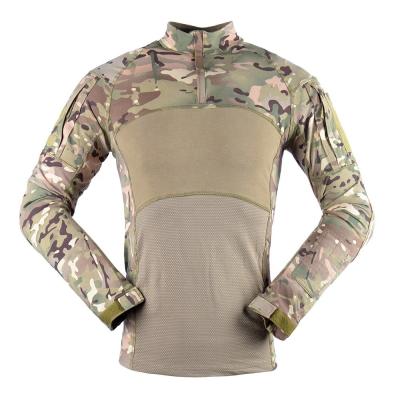 China Breathable Plain Camouflage Frog Suit Outdoor Combat Shirt Long Sleeve Tactical T-shirt Knitted Army Military Uniform for sale