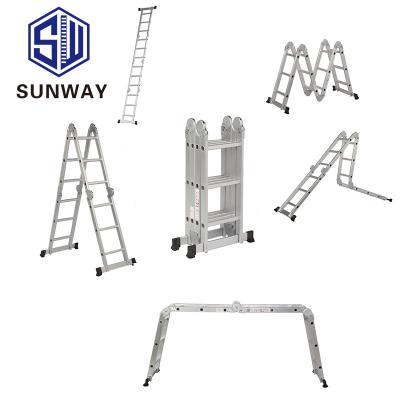 China Aluminum Folding Ladders High Quality Lightweight Hinge Warehouse Manual Folding Step Ladder for sale