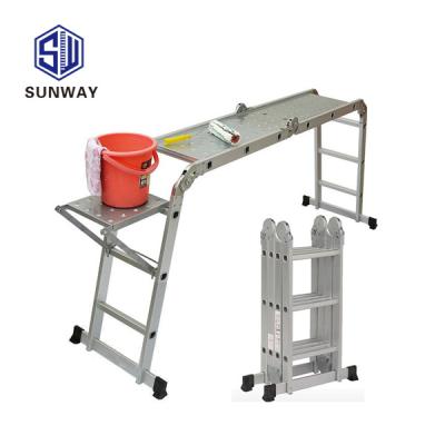 China Hot Sale Construction Scaffolding Aluminum Folding Ladders Shrinking Telescopic Folding Ladder for sale