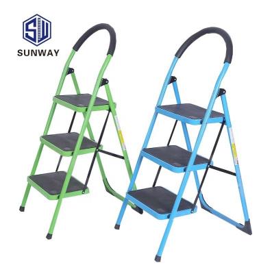 China Folding Ladders China Wholesale New Style Foldable Household 3 Step Small Steel Folding Ladder for sale