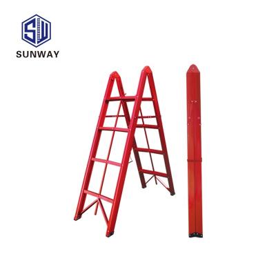 China Folding Ladders 2*4 Steps Aluminum Collapsible Decorative Step Folding Stick Ladder for sale