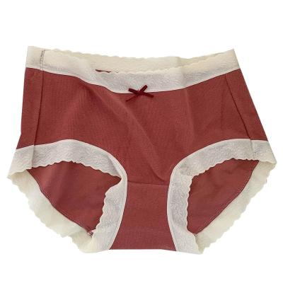 China Fashion Antibacterial Women's Cotton Panties Breathable Ladies Lace Up Mid Waist Sexy Com Briefs Fortable for sale