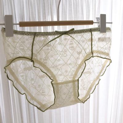 China Wholesale Antibacterial Women's Sexy Lace Transparent Panties for sale